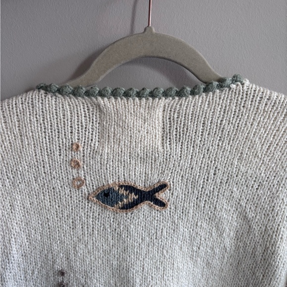 Cream Knit Cardigan with Fish - Picture 6 of 6